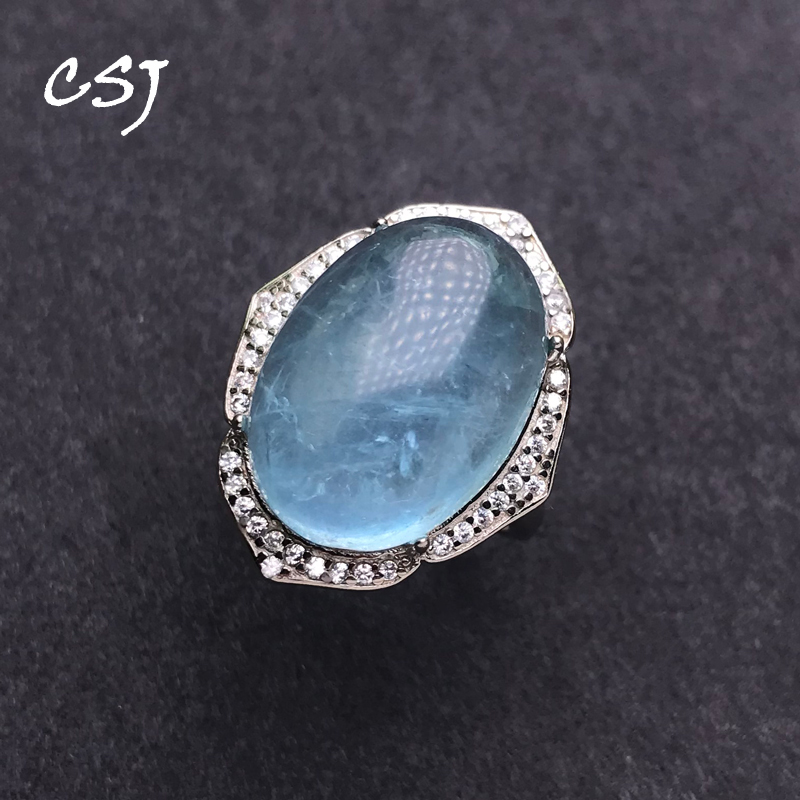 Turquoise Stone Ring - CSJ حجر كبير الزبرجد الطبيعي خواتم
