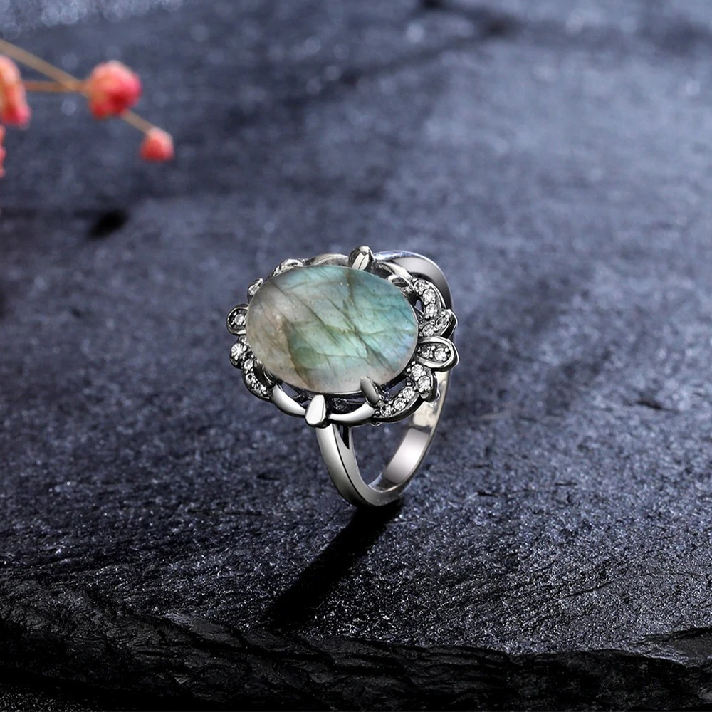 خمر Moonstone خواتم للنساء الر - مراجعة Turquoise Stone Ring وسعره