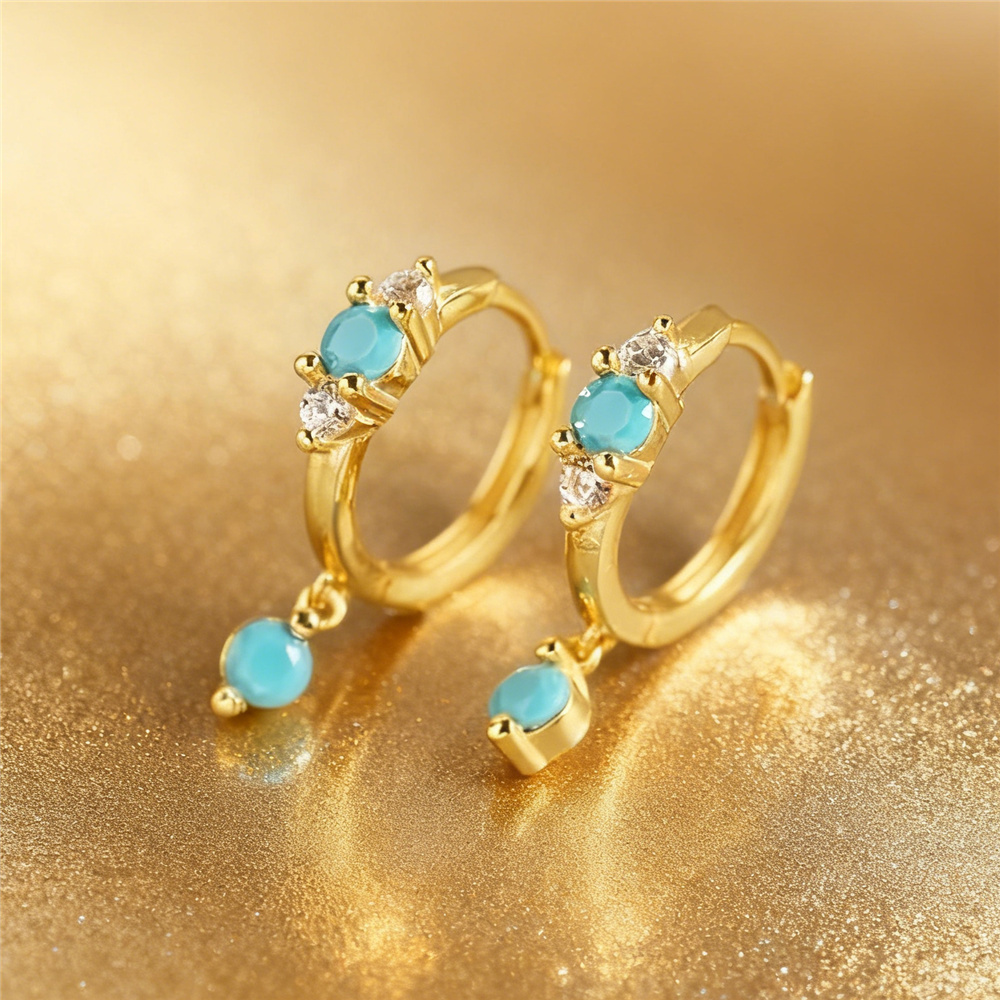 أقراط دائرية لطيفة للنساء مصنو - مراجعة Turquoise Stone Ring وسعره