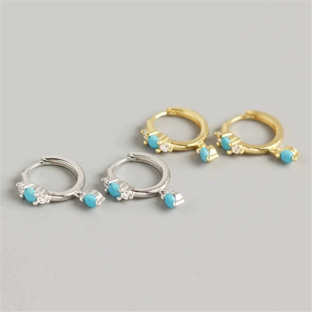 أقراط دائرية لطيفة للنساء مصنو - مراجعة Turquoise Stone Ring وسعره