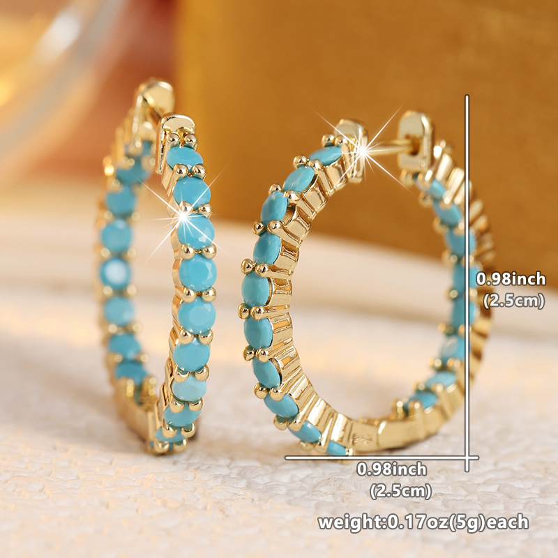 أقراط نسائية دائرية مرصعة بحجر - مراجعة Turquoise Stone Ring وسعره