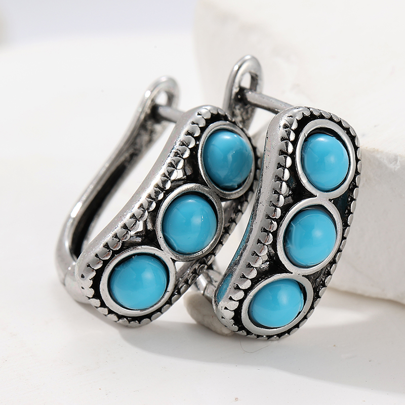 أقراط دائرية عتيقة الطراز من ا - مراجعة Turquoise Stone Ring وسعره
