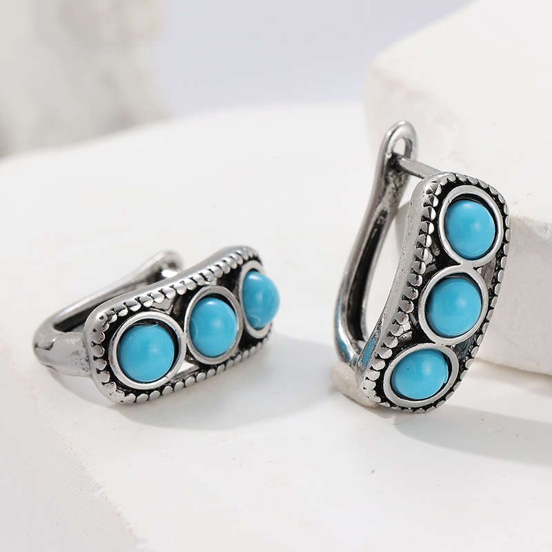 أقراط دائرية عتيقة الطراز من ا - مراجعة Turquoise Stone Ring وسعره