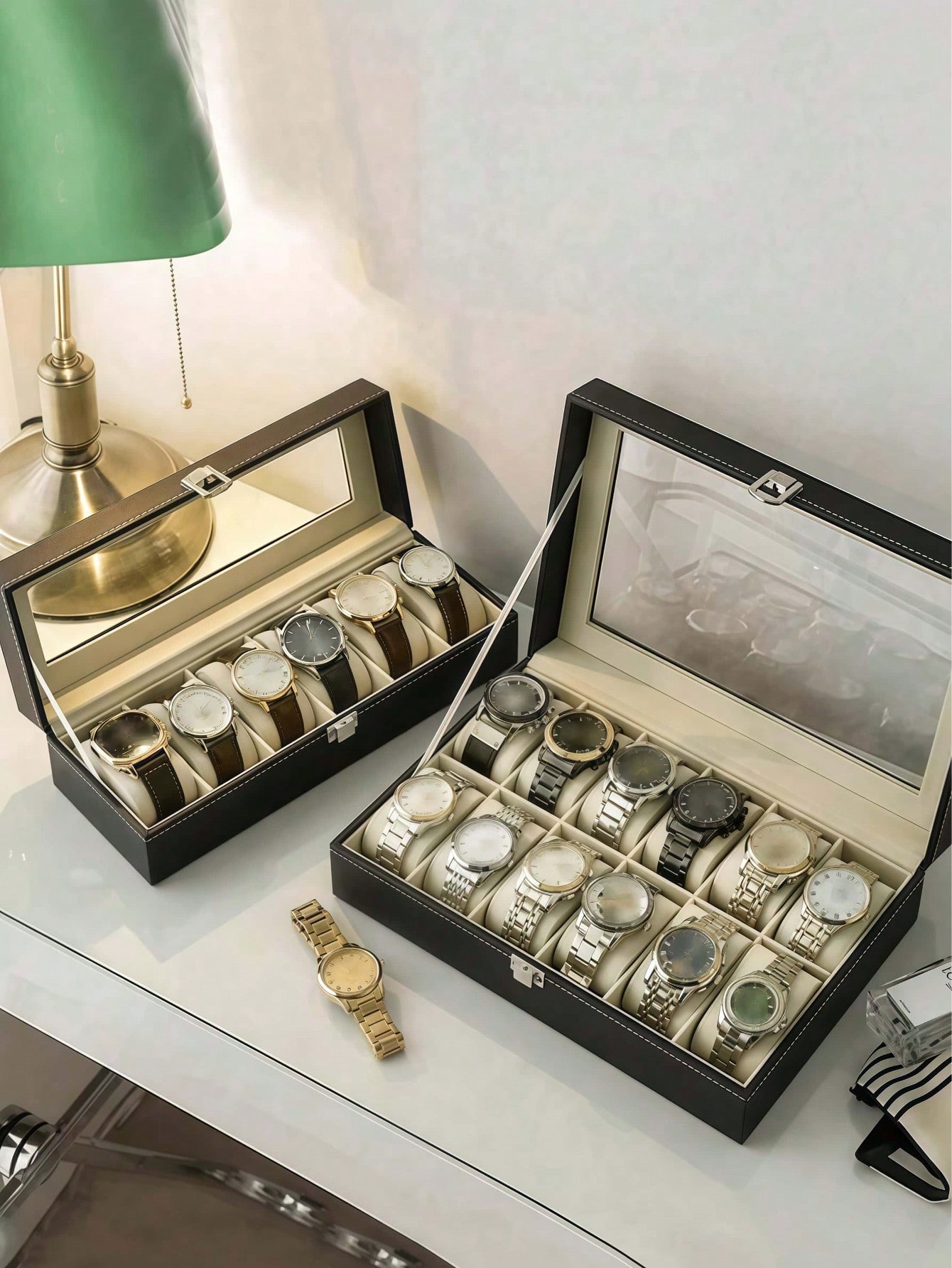 صندوق ساعات جلدي مع قفل، علبة  - مراجعة Jewelry Watches For Men وسعره