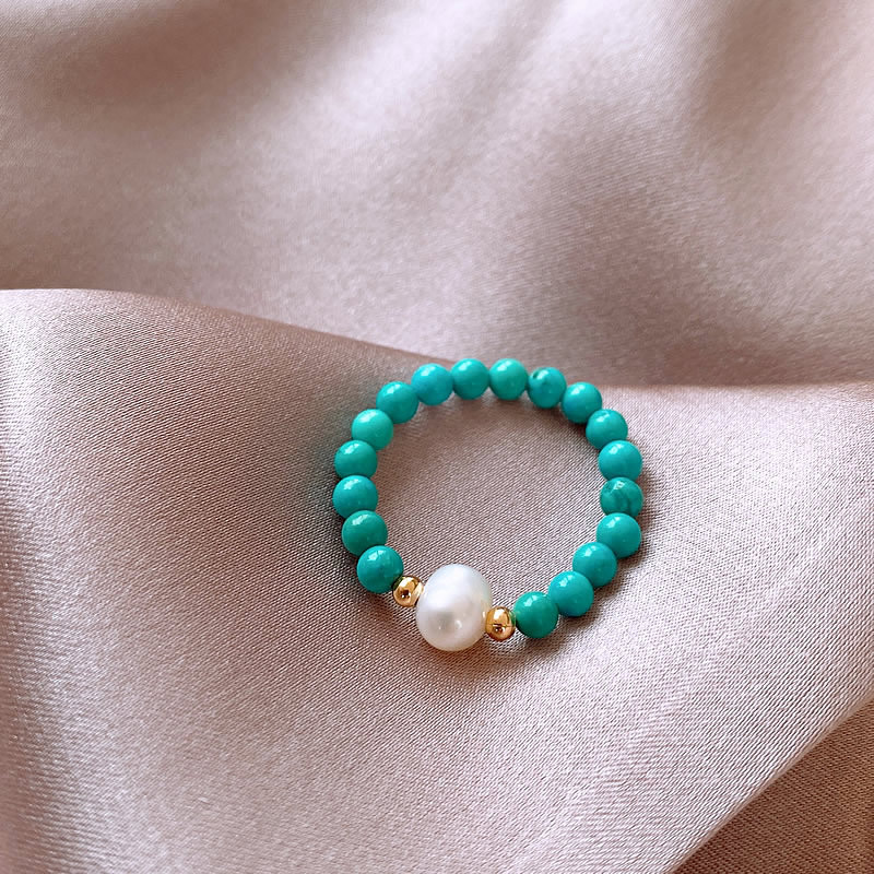 جديد وصول العصرية لؤلؤ المياه  - مراجعة Turquoise Stone Ring وسعره
