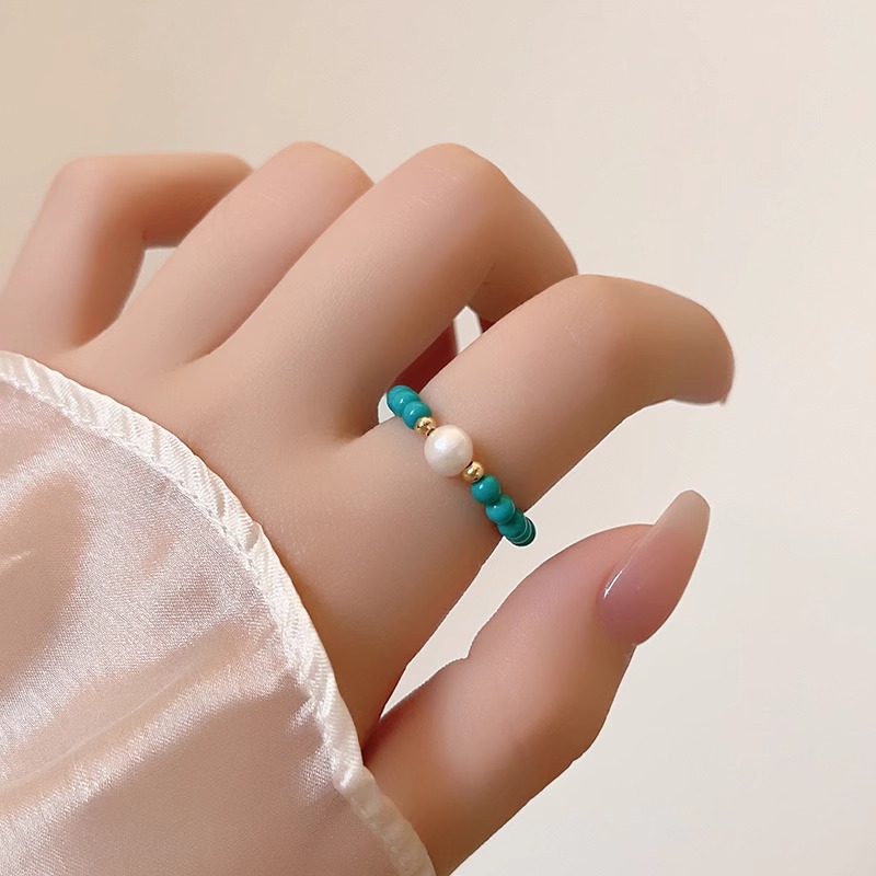 جديد وصول العصرية لؤلؤ المياه  - مراجعة Turquoise Stone Ring وسعره