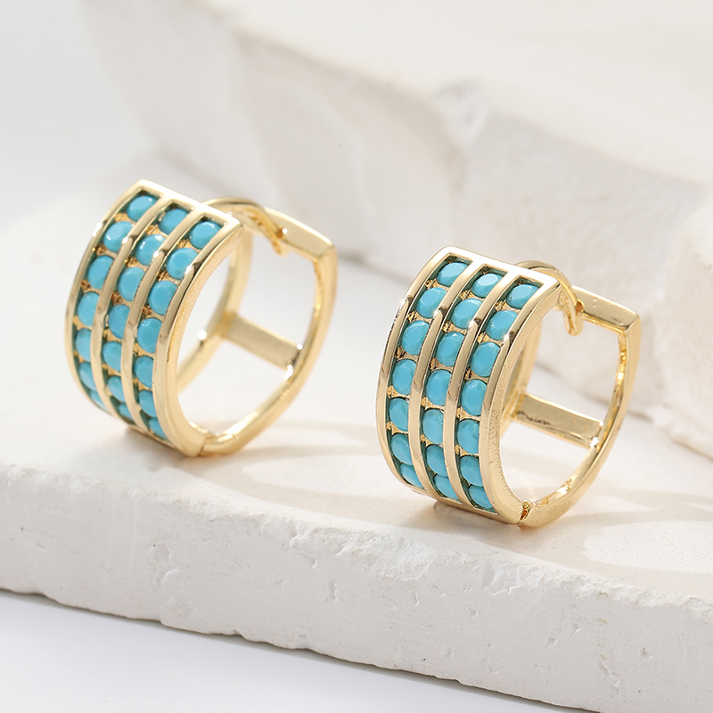 أقراط دائرية مربعة الشكل مرصعة - مراجعة Turquoise Stone Ring وسعره