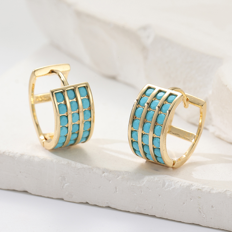 أقراط دائرية مربعة الشكل مرصعة - مراجعة Turquoise Stone Ring وسعره
