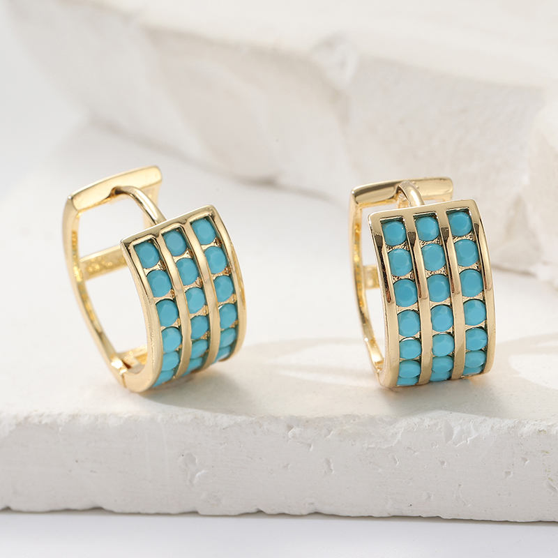 أقراط دائرية مربعة الشكل مرصعة - مراجعة Turquoise Stone Ring وسعره