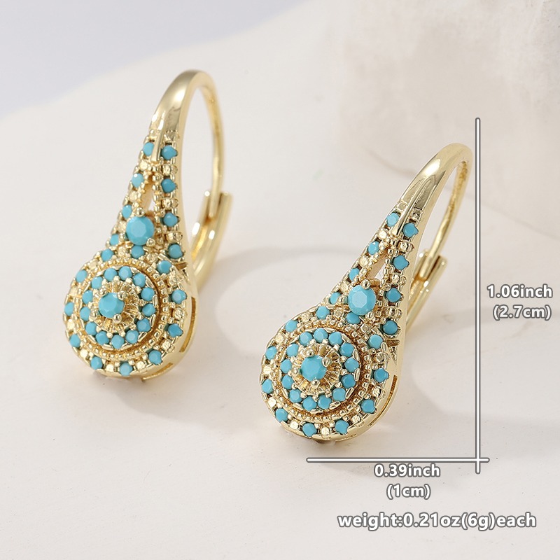 أقراط دائرية أنيقة مطلية بالذه - مراجعة Turquoise Stone Ring وسعره