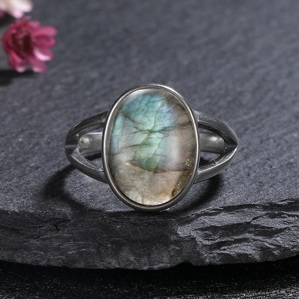 S925 خواتم فضة كبيرة 10*14 ملل - مراجعة Turquoise Stone Ring وسعره