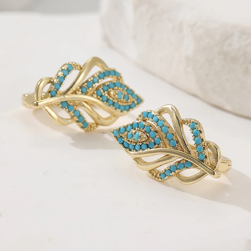 أقراط دائرية مبتكرة على شكل ور - مراجعة Turquoise Stone Ring وسعره