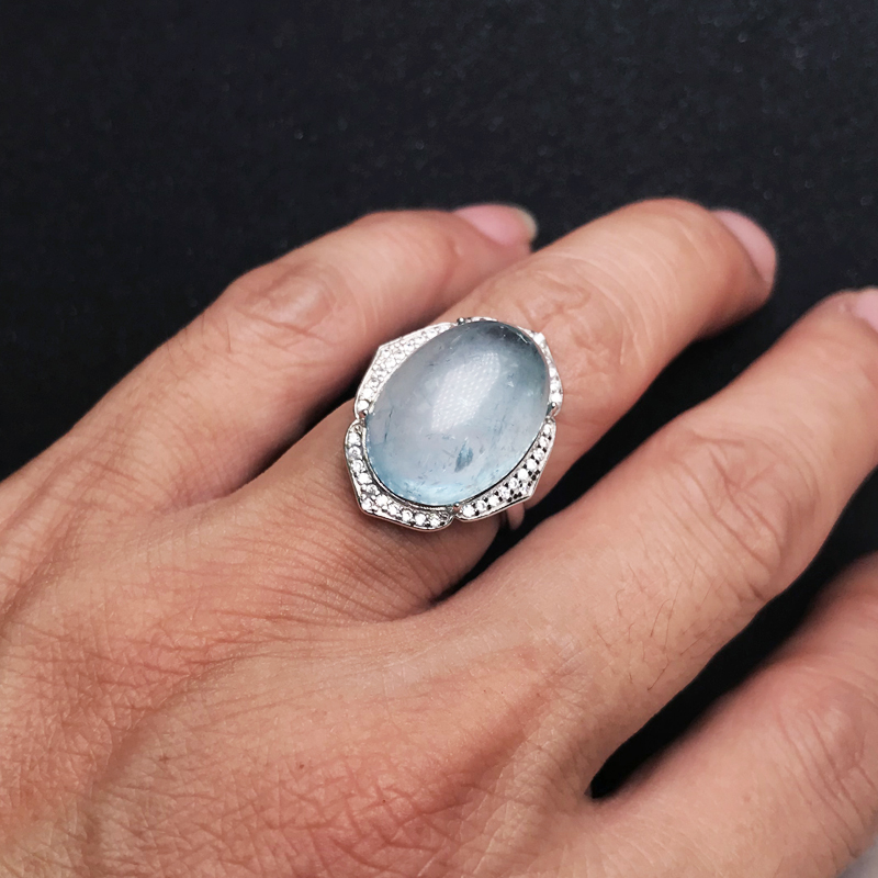 CSJ حجر كبير الزبرجد الطبيعي خ - مراجعة Turquoise Stone Ring وسعره